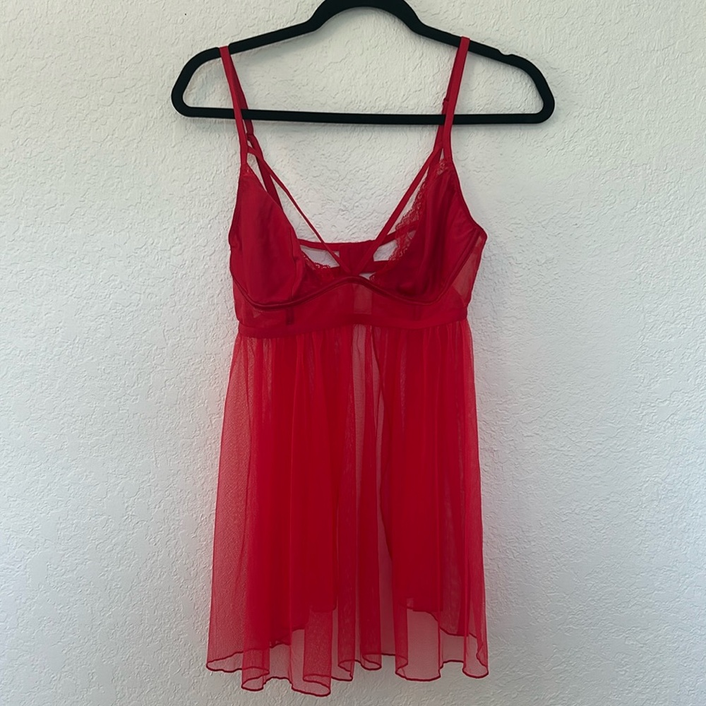 Victoria’s Secret Red Teddy Babydoll Chemise Size L